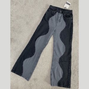 The Ragged Priest Two-Tone Black and Gray Flare Jeans
